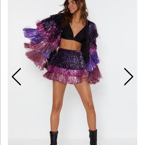 Nasty gal fringe jacket and shorts set.